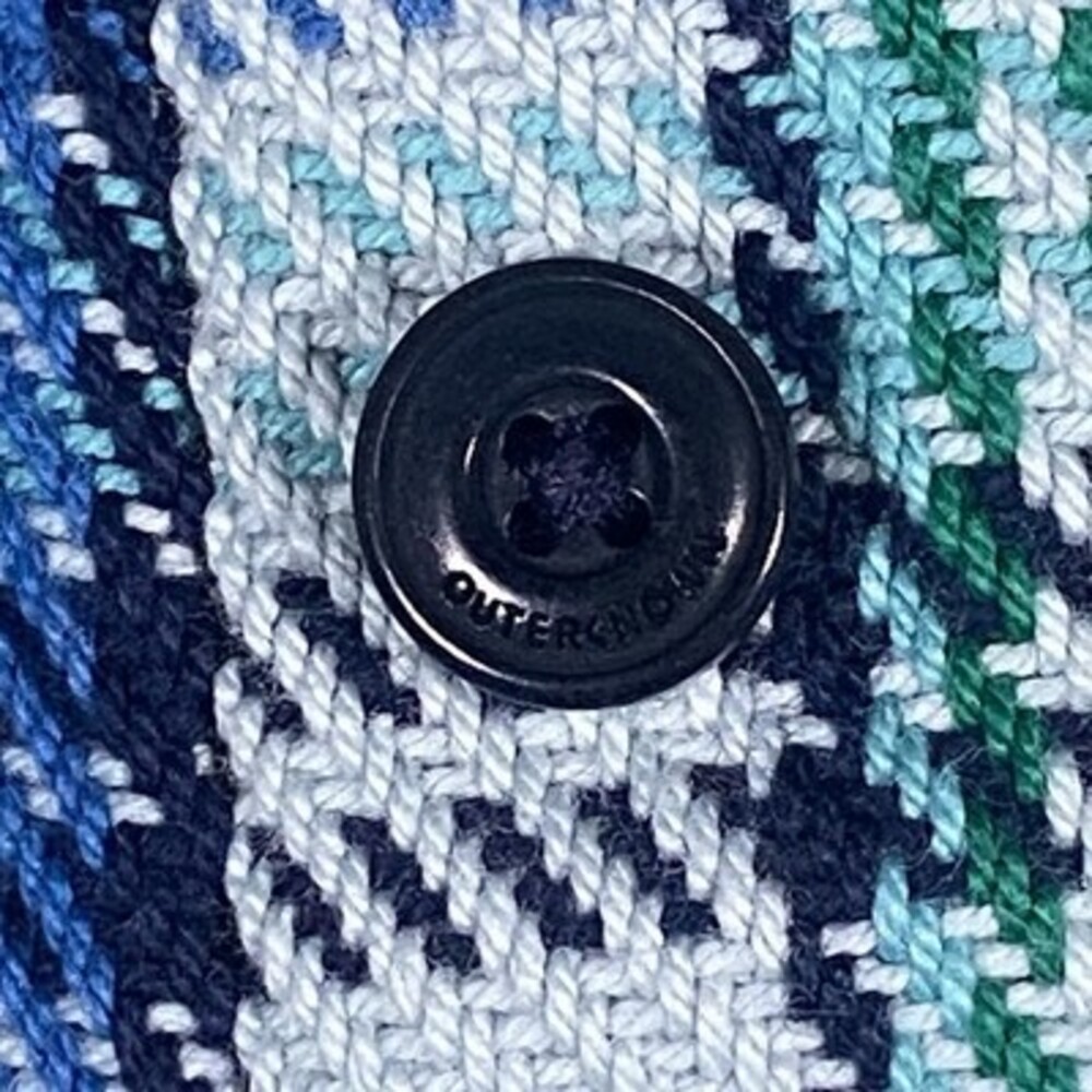 Outerknown Mens M Flannel Plaid Blanket Shirt Blue Green Heavy Shacket Button Up - Picture 13 of 14